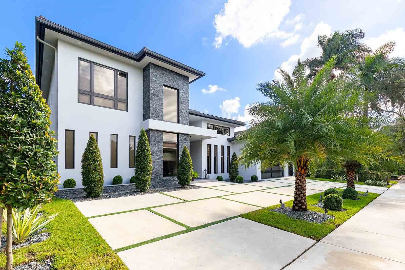 Exterior of modern two-story home