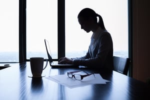woman attending virtual trade show