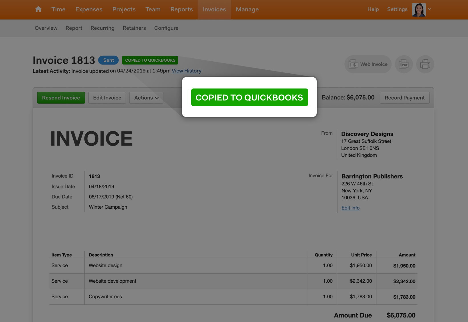 QuickBooks Online Time Tracking Integration Harvest
