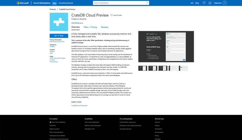Deploying CrateDB Cloud via Azure Marketplace