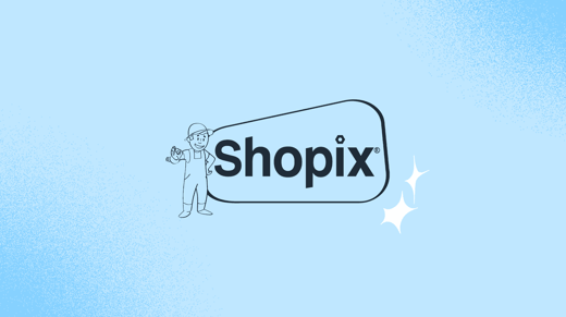 Shopix logo on a blue background