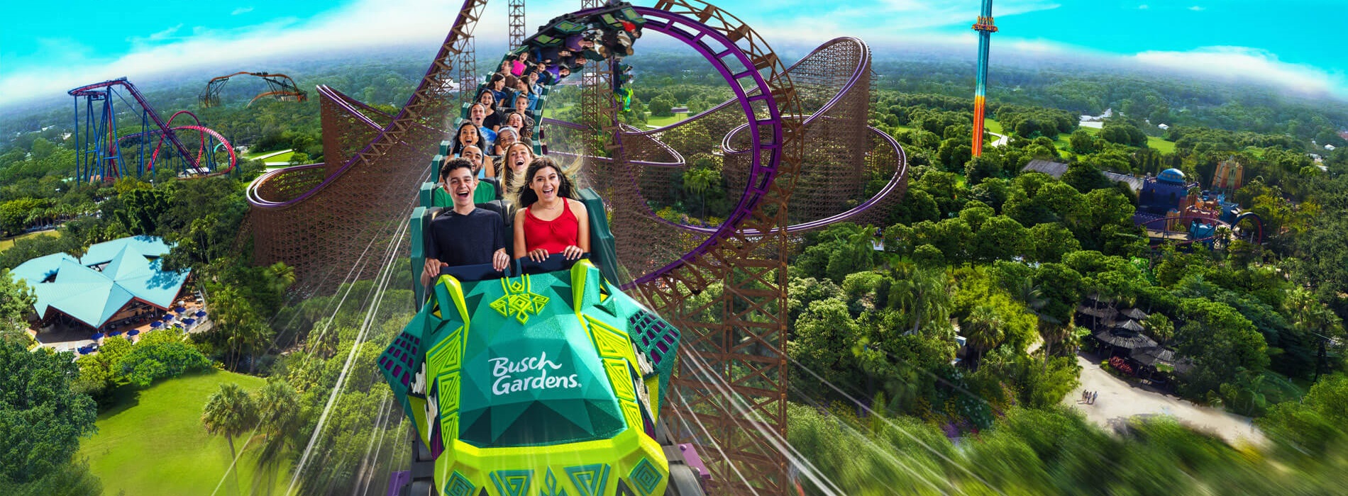 Many people are enjoying Dive coaster ride in the Busch Garden, one of the brands of SeaWorld Entertainment Inc