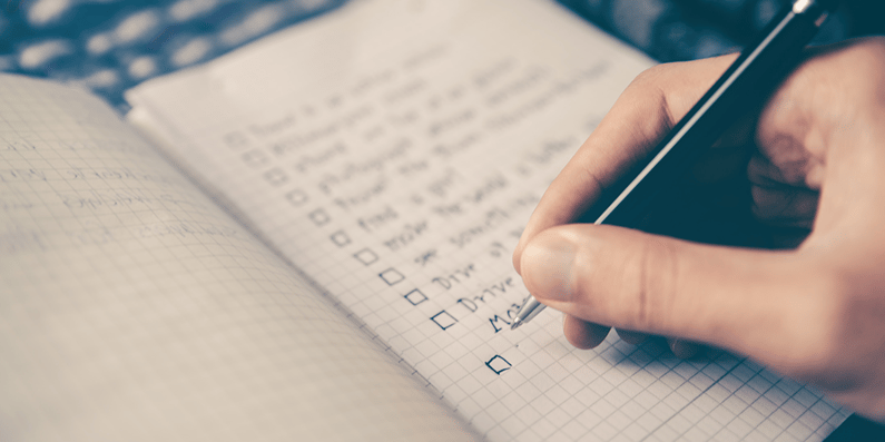 Checklist in notebook