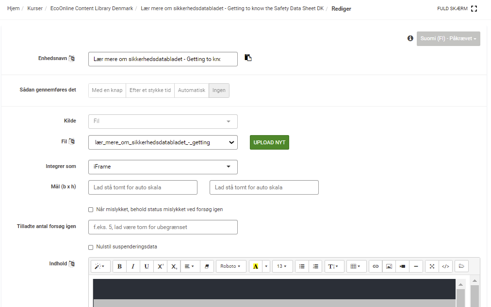 Arbejdsmiljøkurser i Learning Manager | EcoOnline