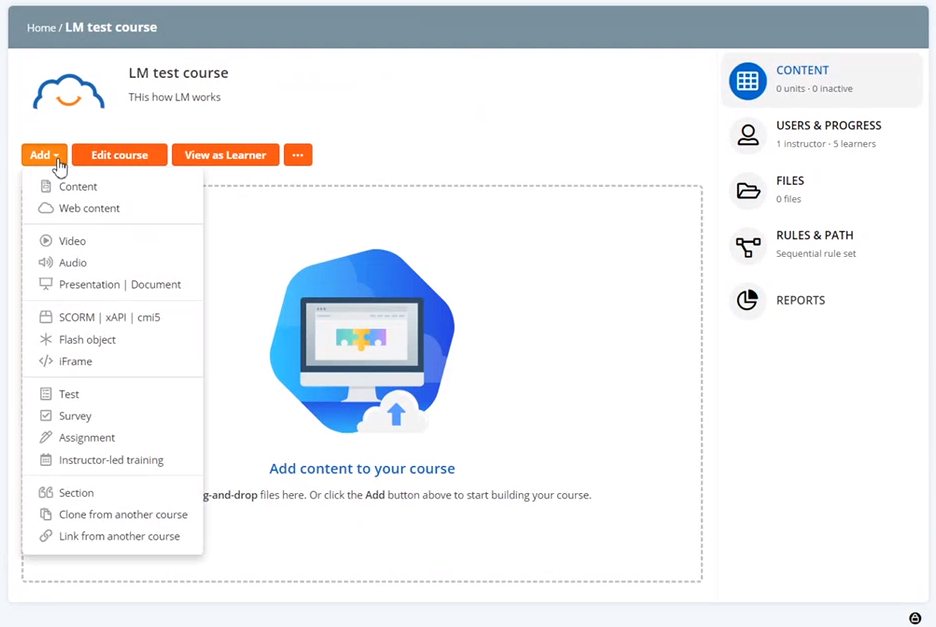 Add training content in Learning Manager