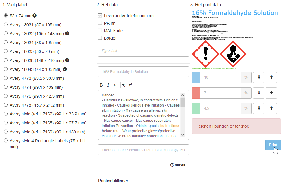 Kemi system faremærkning med labels