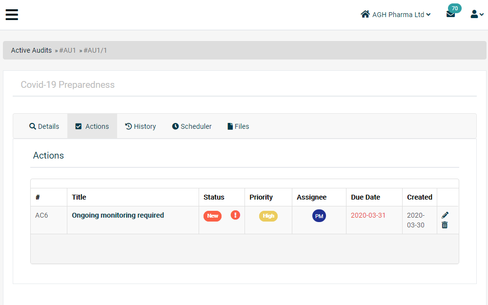 Computer screen showing easily schedule audits and inspections and instantly see upcoming and completed audits