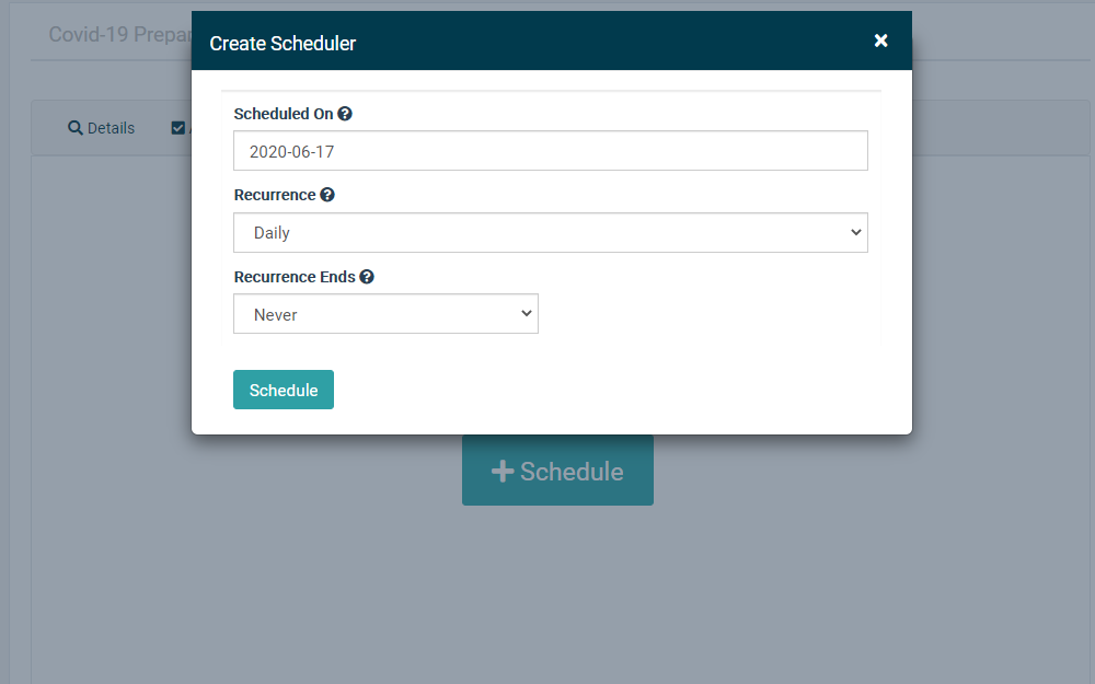 Computer screen showing how to automate scheduling notification to your staff to ensure audits are conducted effectively and in a timely manner