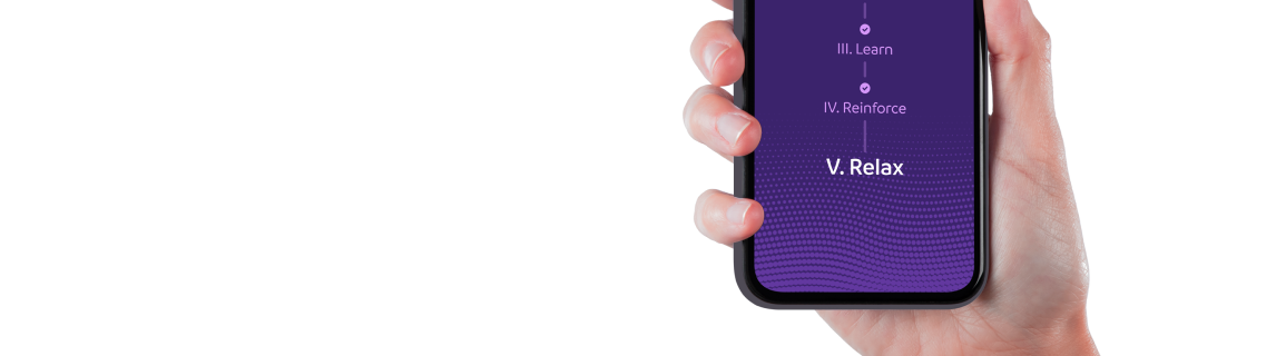 A human hand holding a smartphone. Remedee app on the screen shows a second part of the user journey. Number 3 -