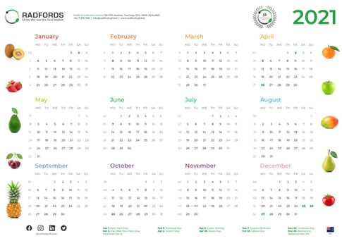 Radfords ISO Calendar 2021