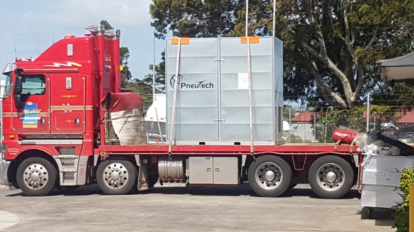 The EncloseAir being delivered on a truck to Tourism Holdings