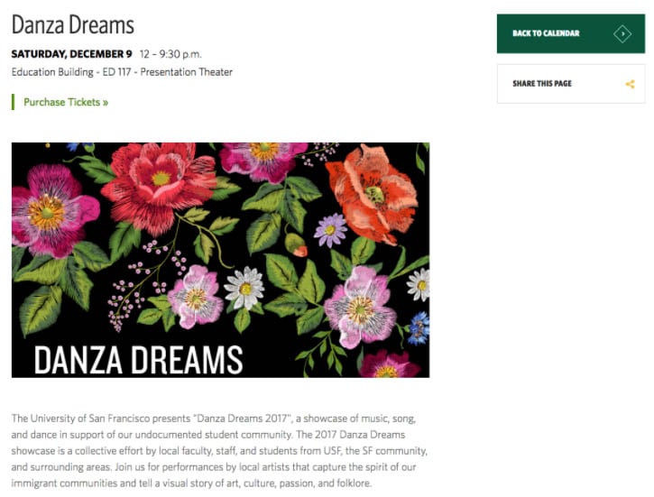 Danza Dreams Image Landing Page Example