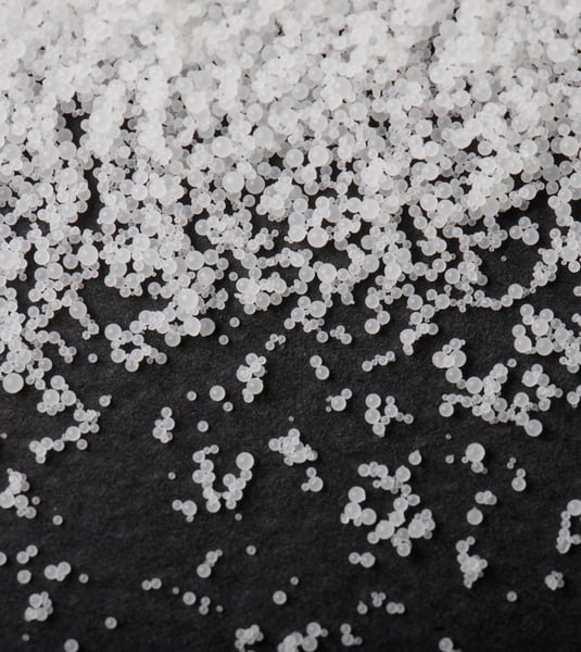 white clear polymer granulates