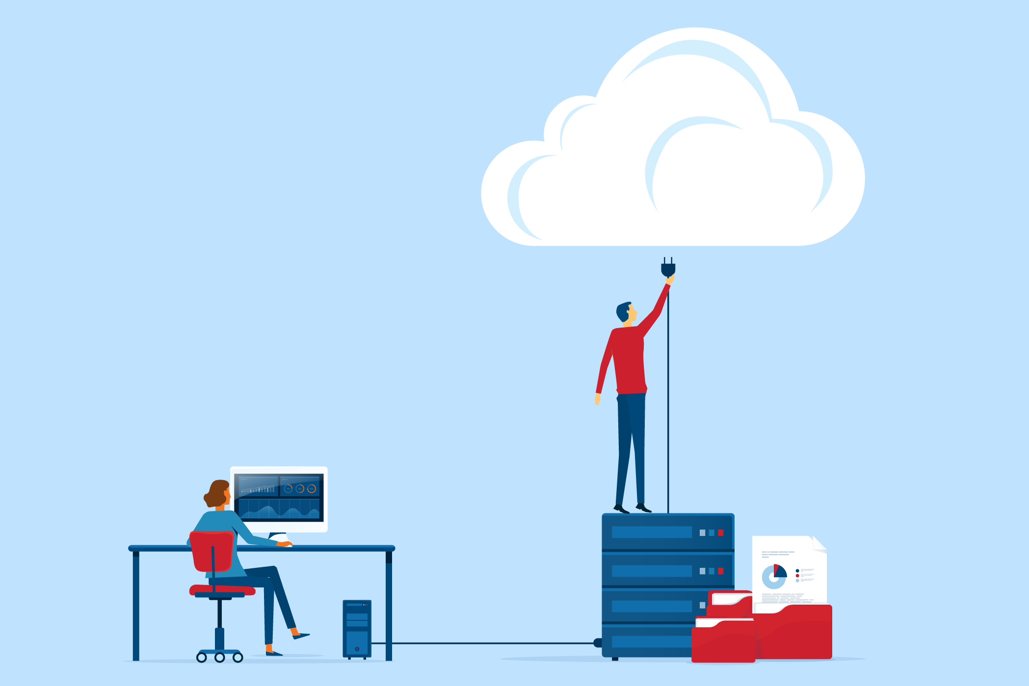 office workers using cloud services