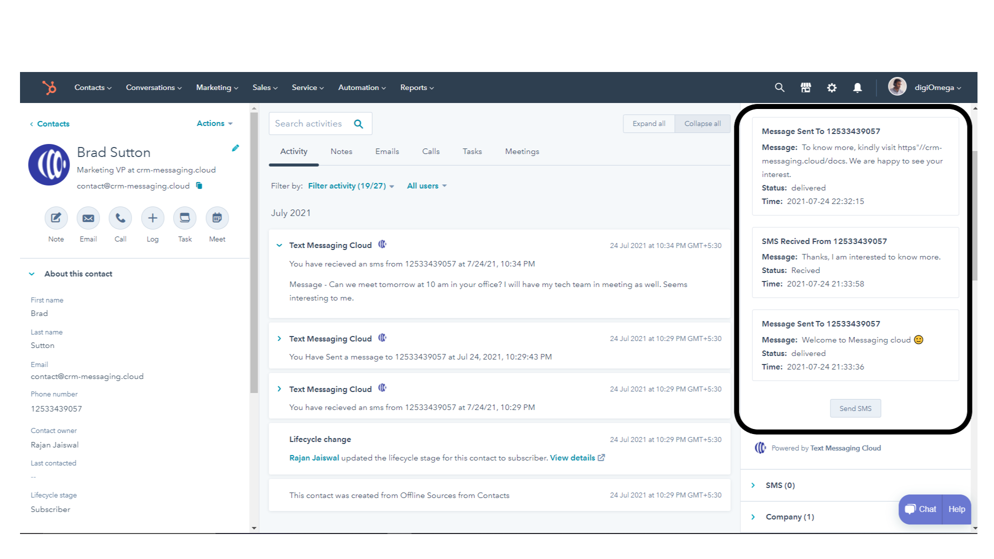 CRM Messaging HubSpot Integration Connect Them Today