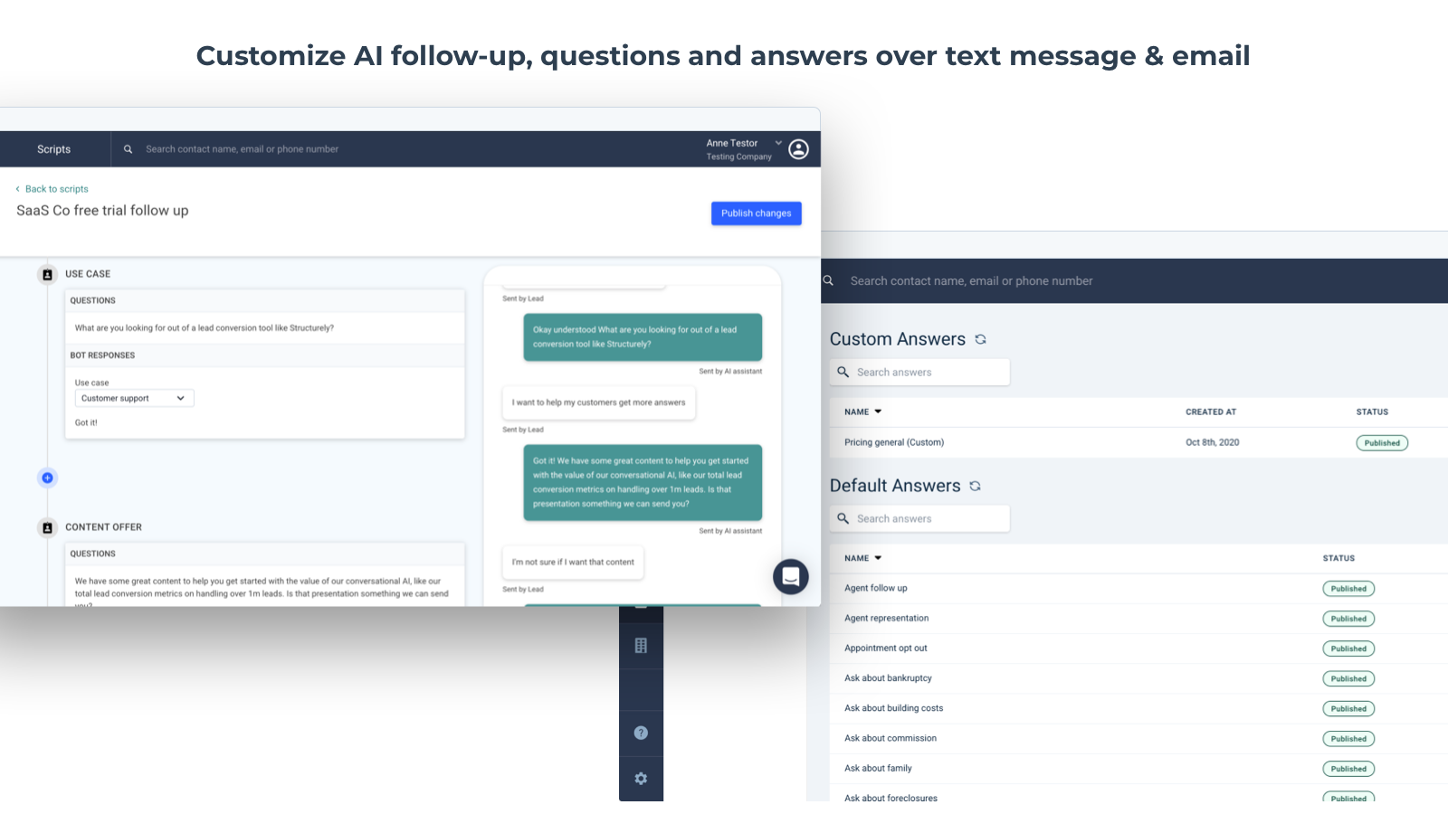 Customize AI assistant follow-up, questions and answers