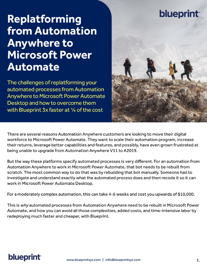 Datasheet Replatform from Automation Anywhere to Power Automate