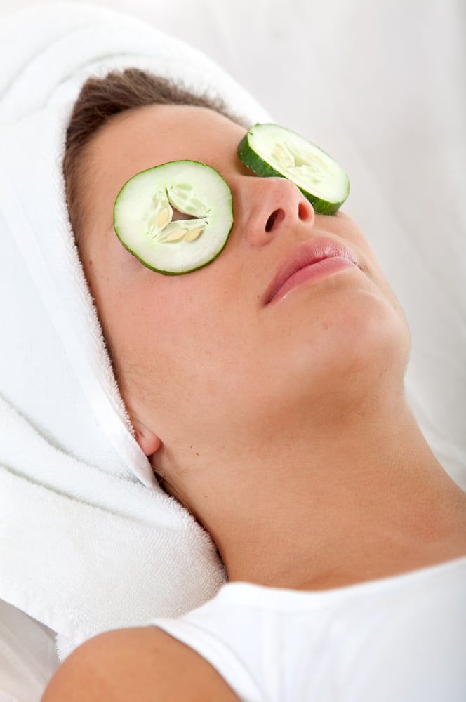 Relaxed Woman With Cucumber On Her Eyes