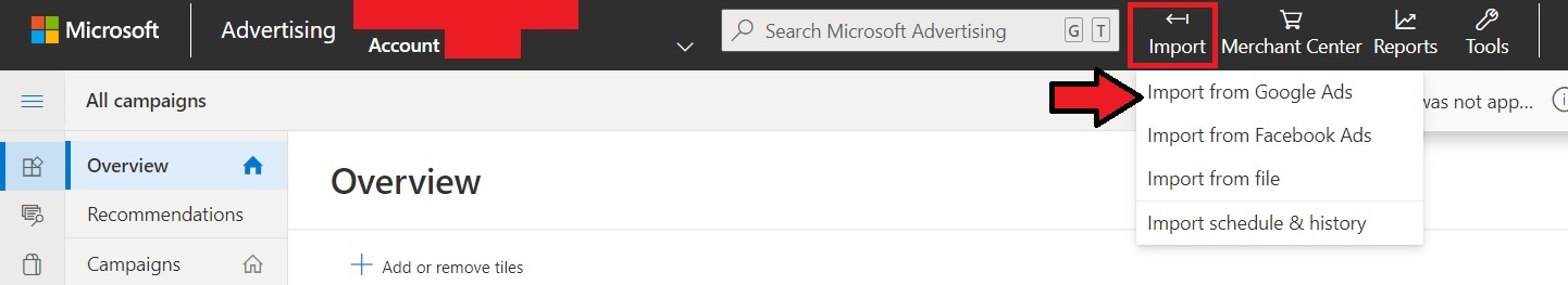 Import from Google Ads in Microsoft Advertising
