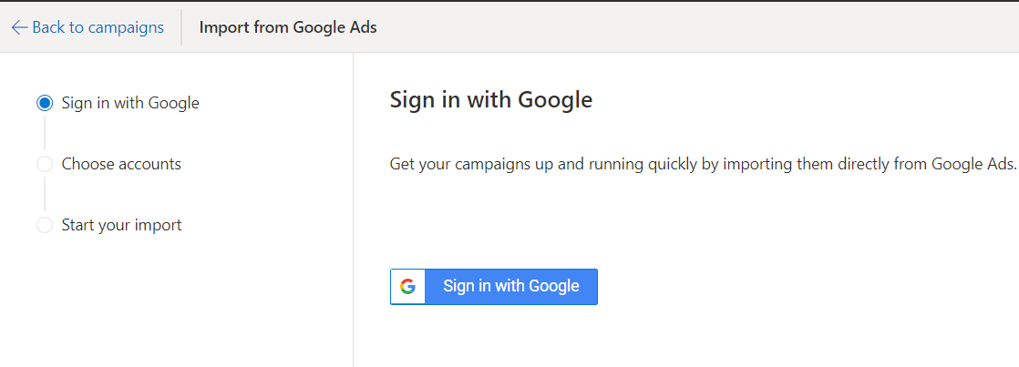 Sign in with Google in Microsoft Advertising