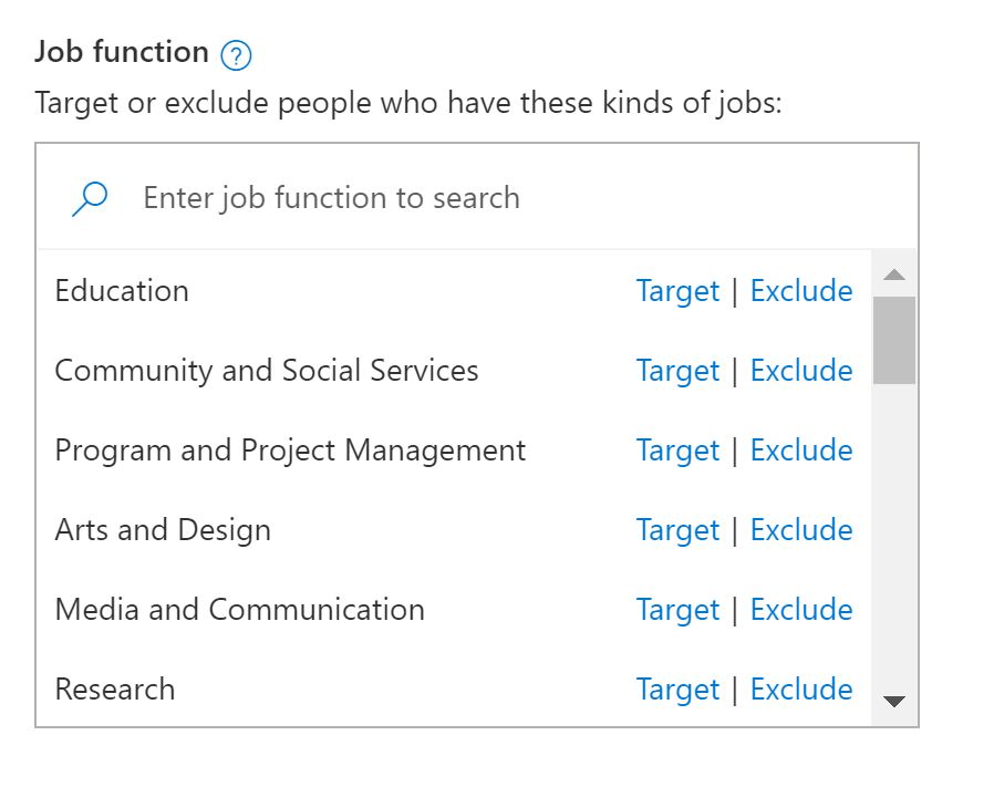 Job Function Targeting For Microsoft Audience Ads.