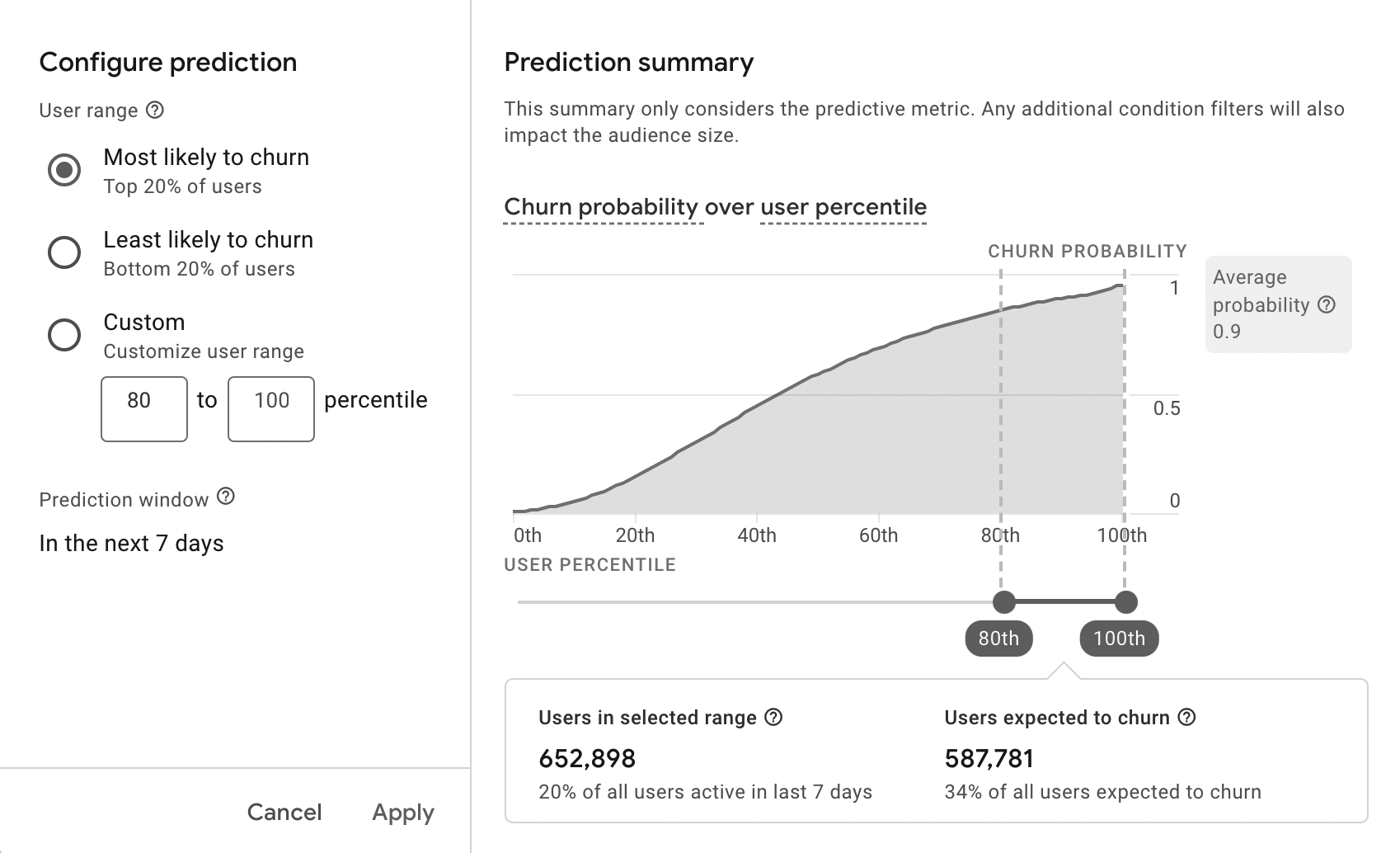 Filter your predictive audiences to only include certain segments