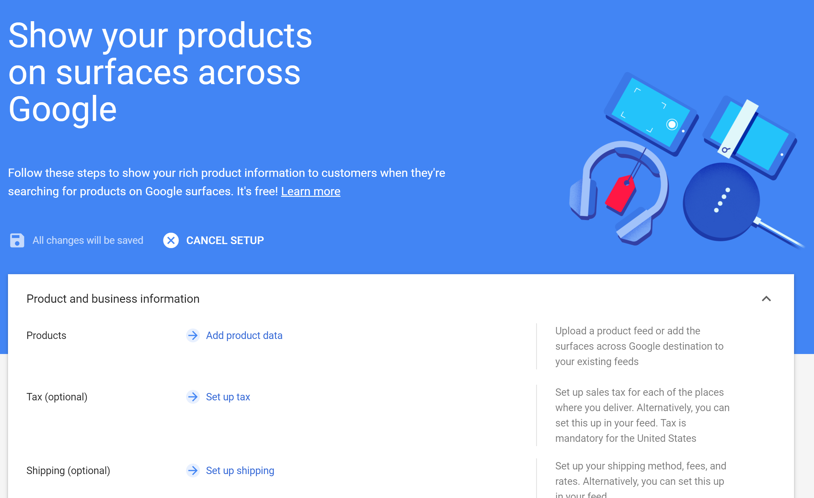 Free product listings on Google