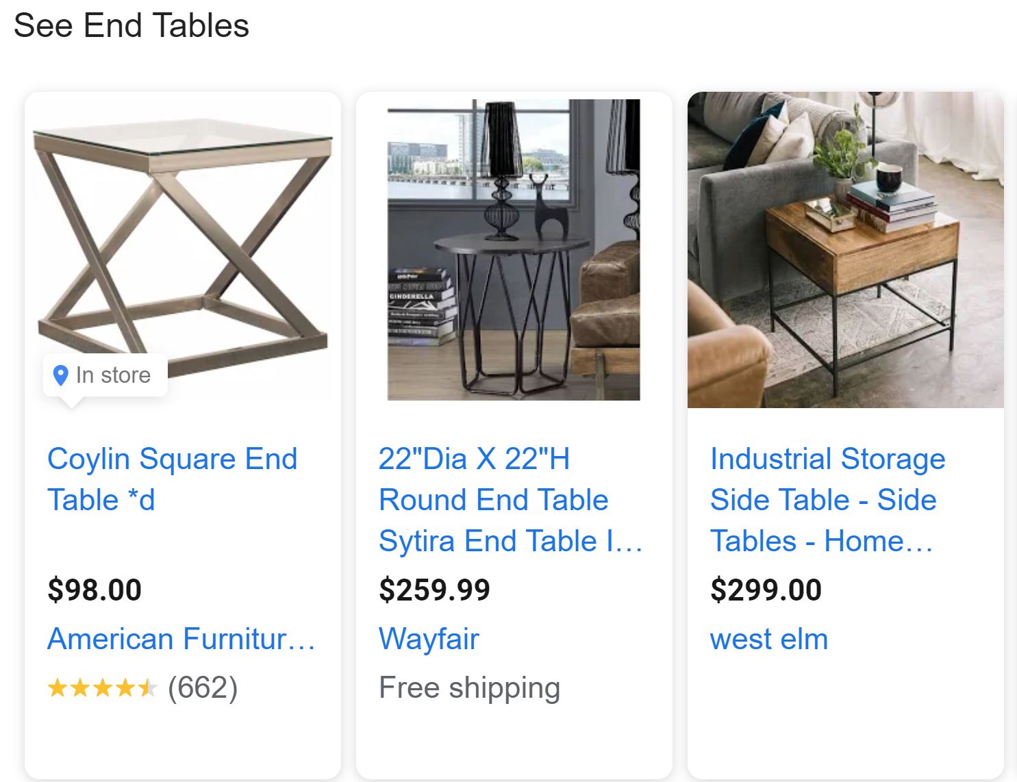 Product title examples in Google Shopping