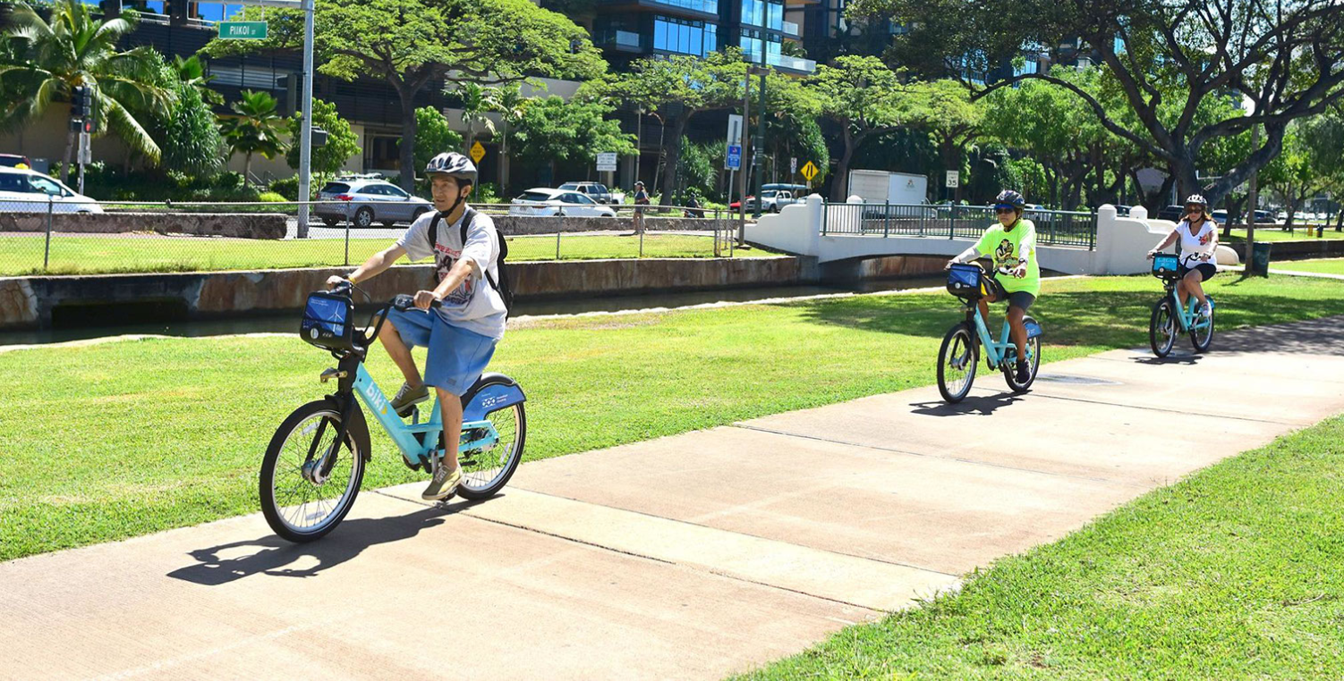 bikers in Blue Zones Project Hawaii community