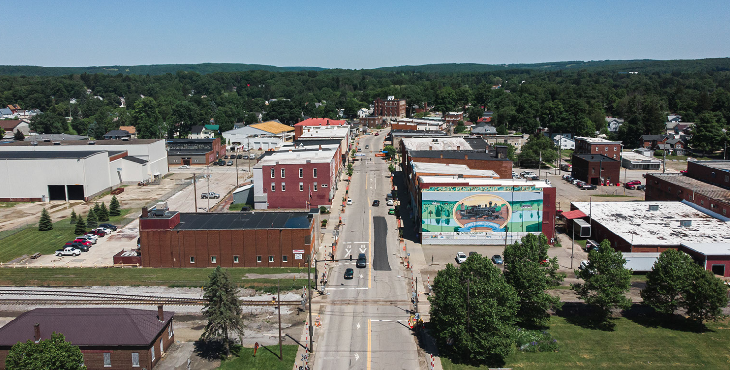 aerial view of Corry, Pennsylvania