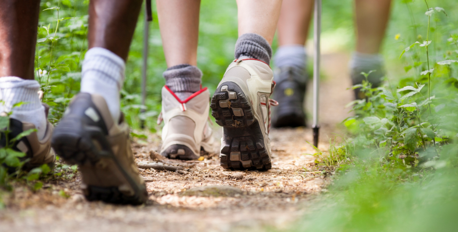 walking shoes from group hiking