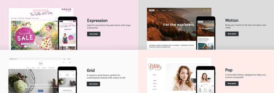 screanshots of shopify stores