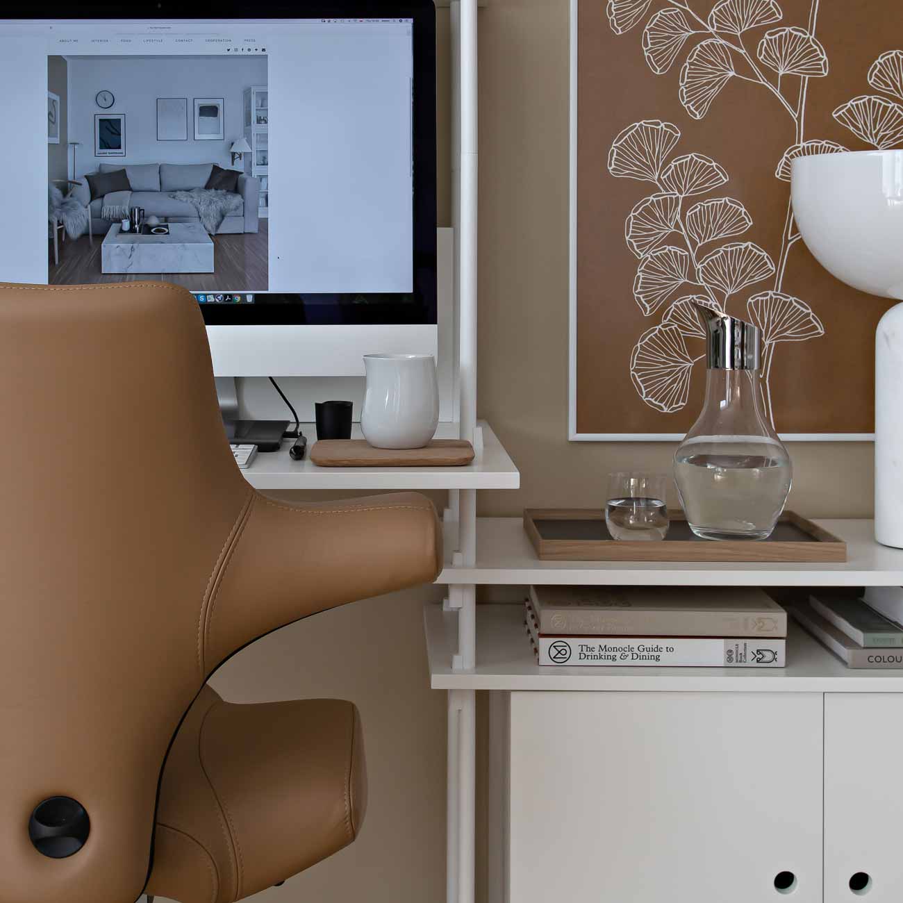 HÅG Capisco chair in brown Paloma camel leather at home office desk