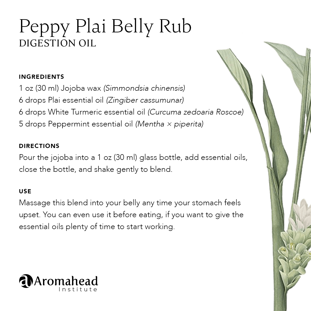 Peppy Plai Belly Rub Digestion Oil Recipe