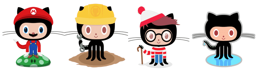 Adding emotion to marketing through mascots for Github - Octocat in different costumes.