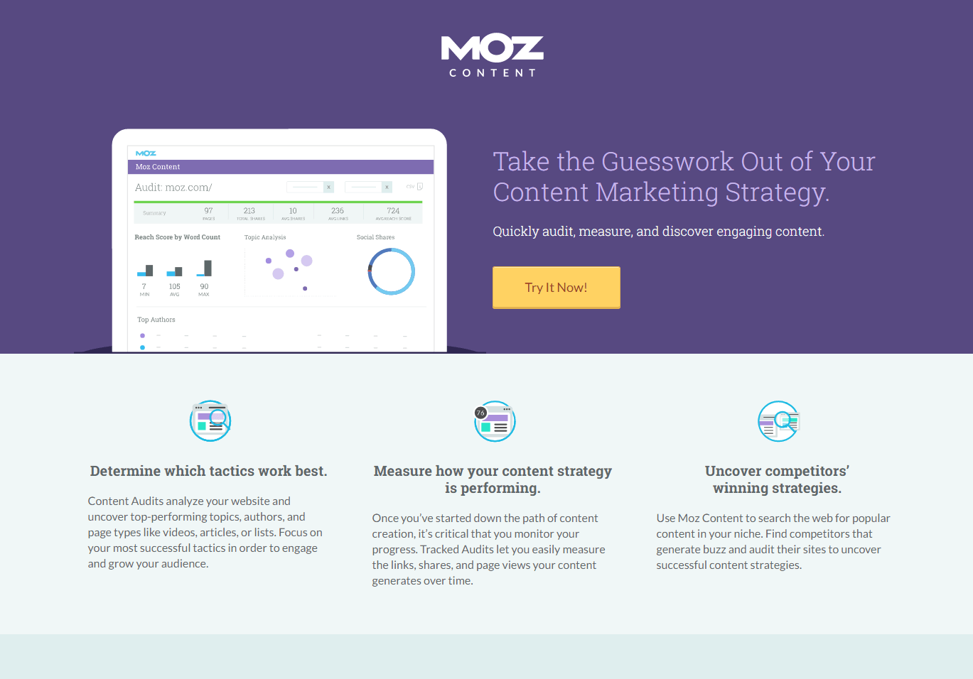 example of best practice landing page CTA by Moz
