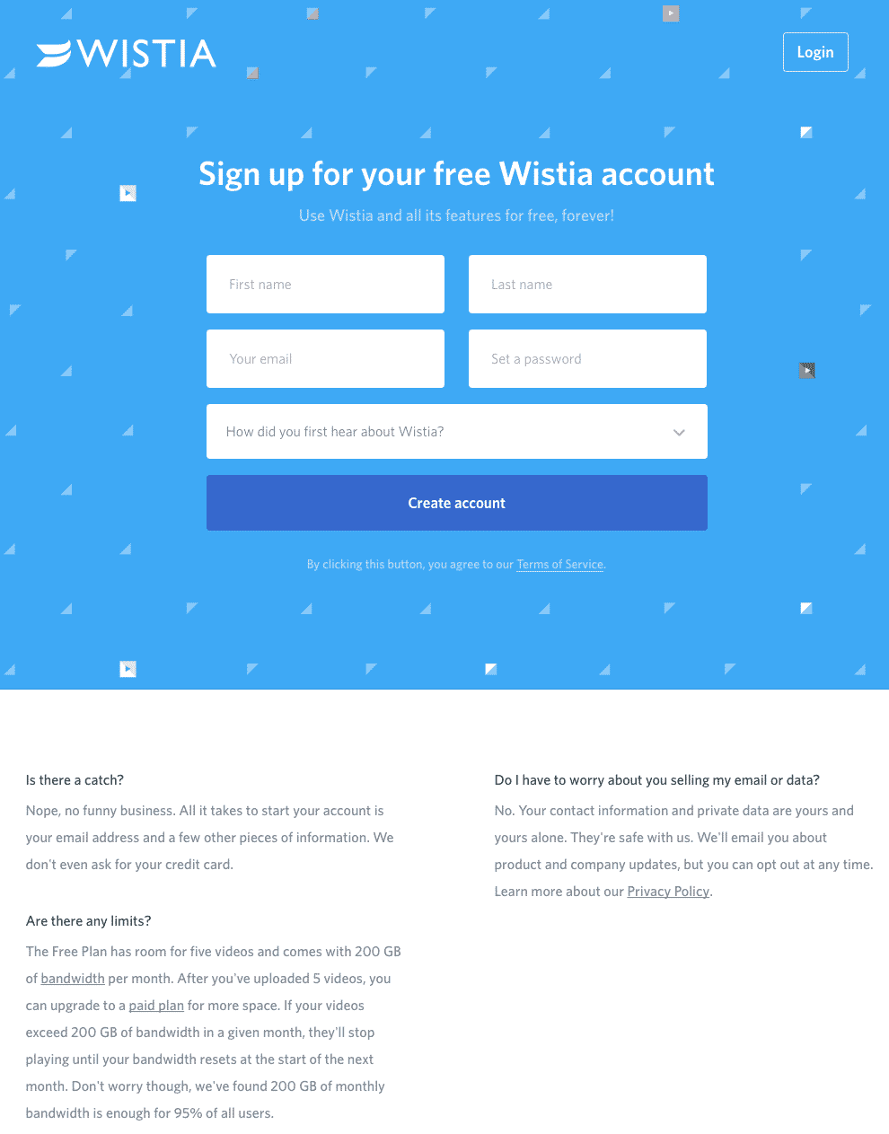 landing page best practice from wistia