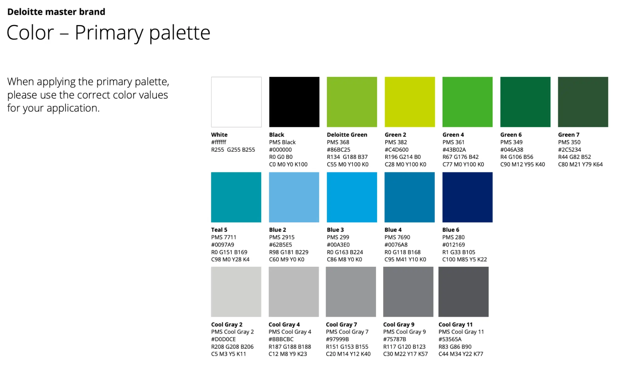 components of a style guide colour palette