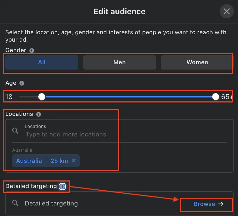 How to boost a post on Facebook edit audience