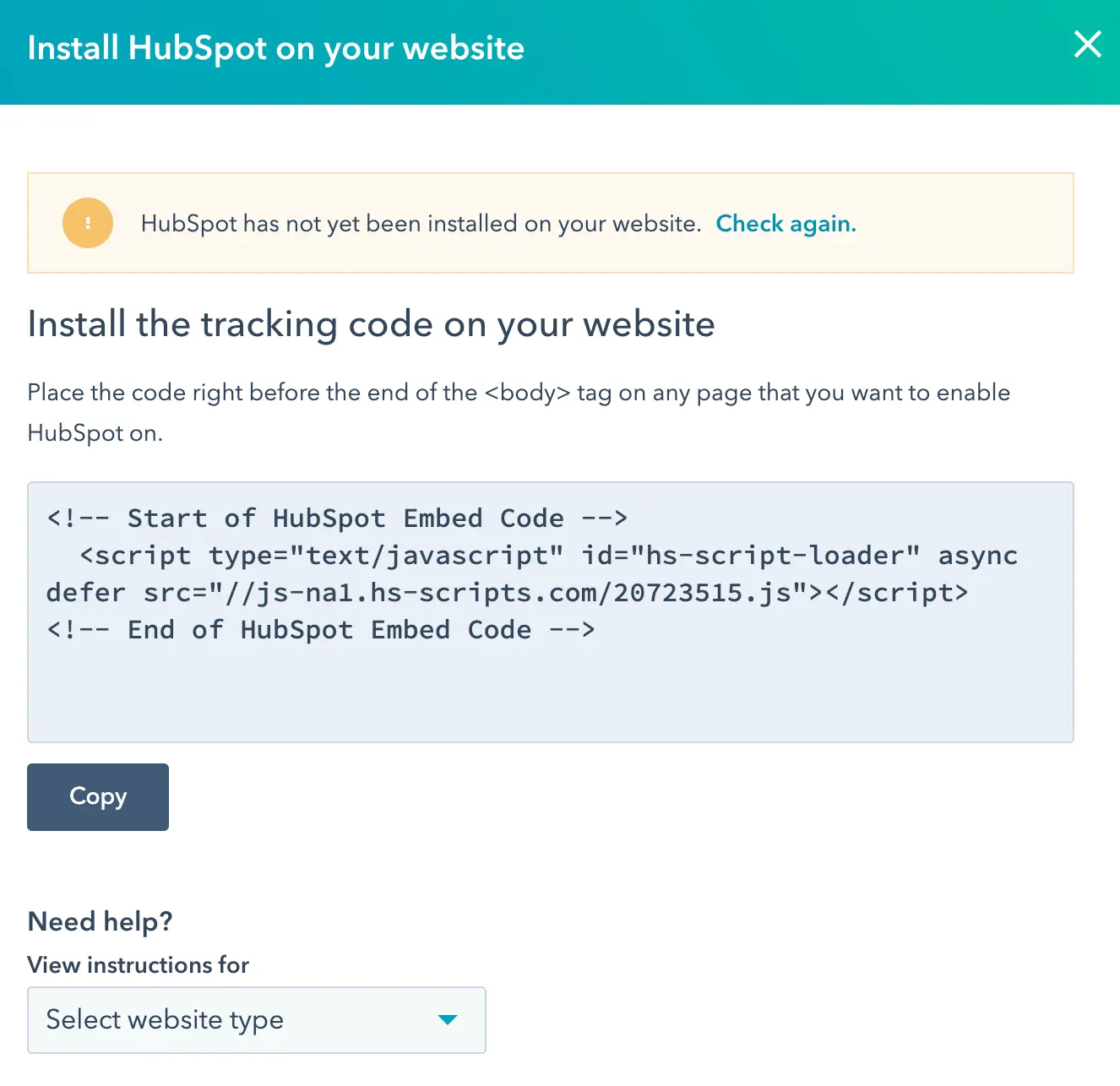 Hubspot tracking code