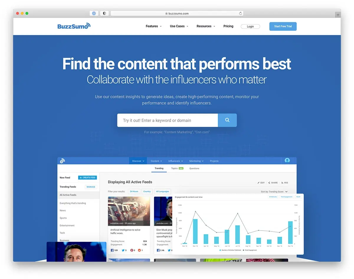 BuzzSumo landing page