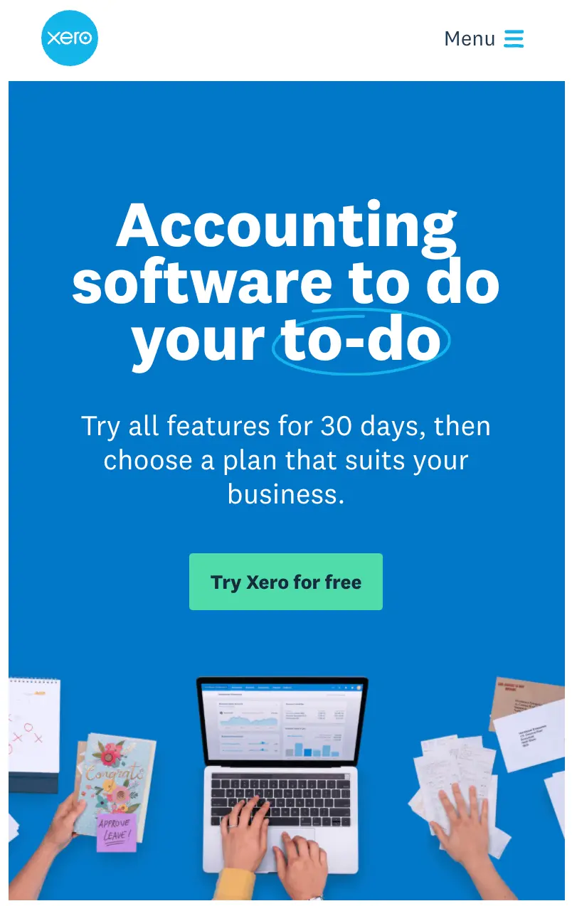 Xero mobile design