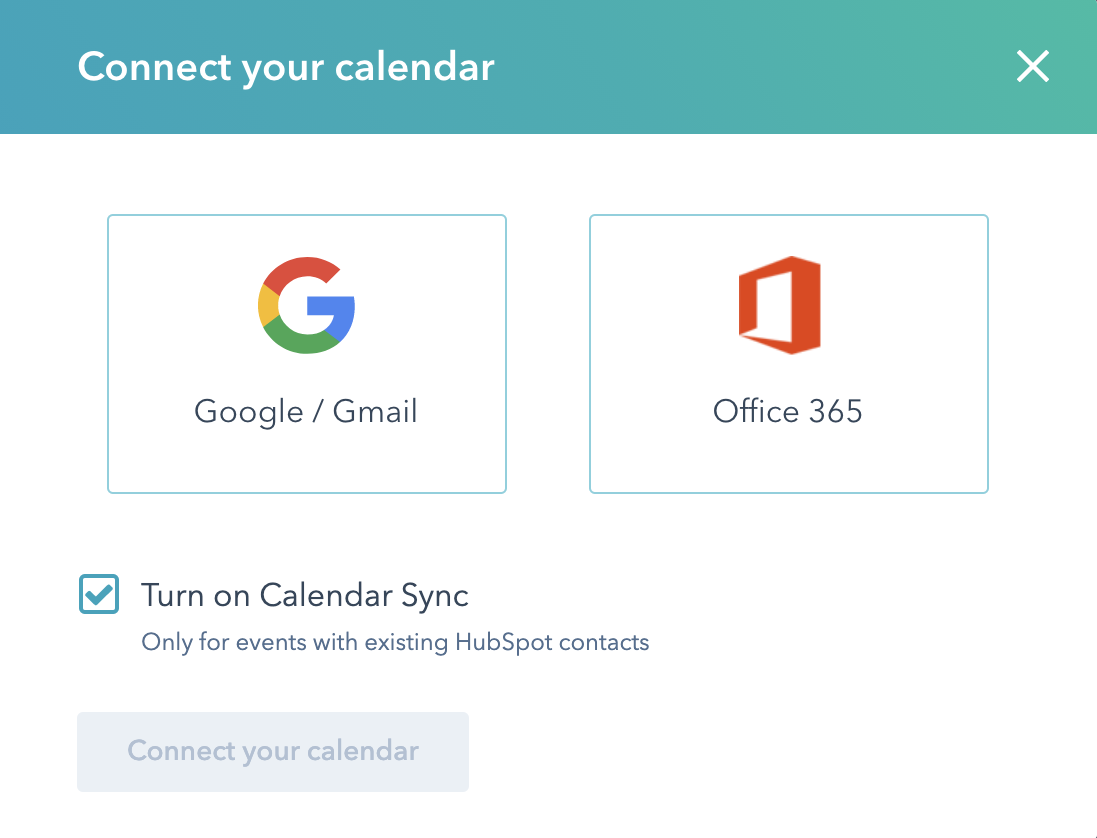 HubSpot connect calendar