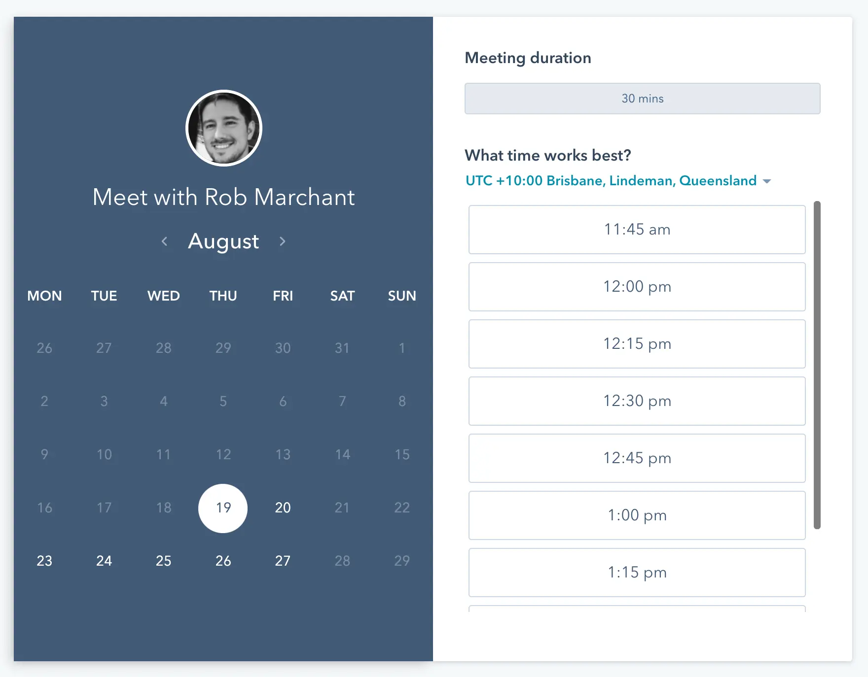 HubSpot meeting scheduler