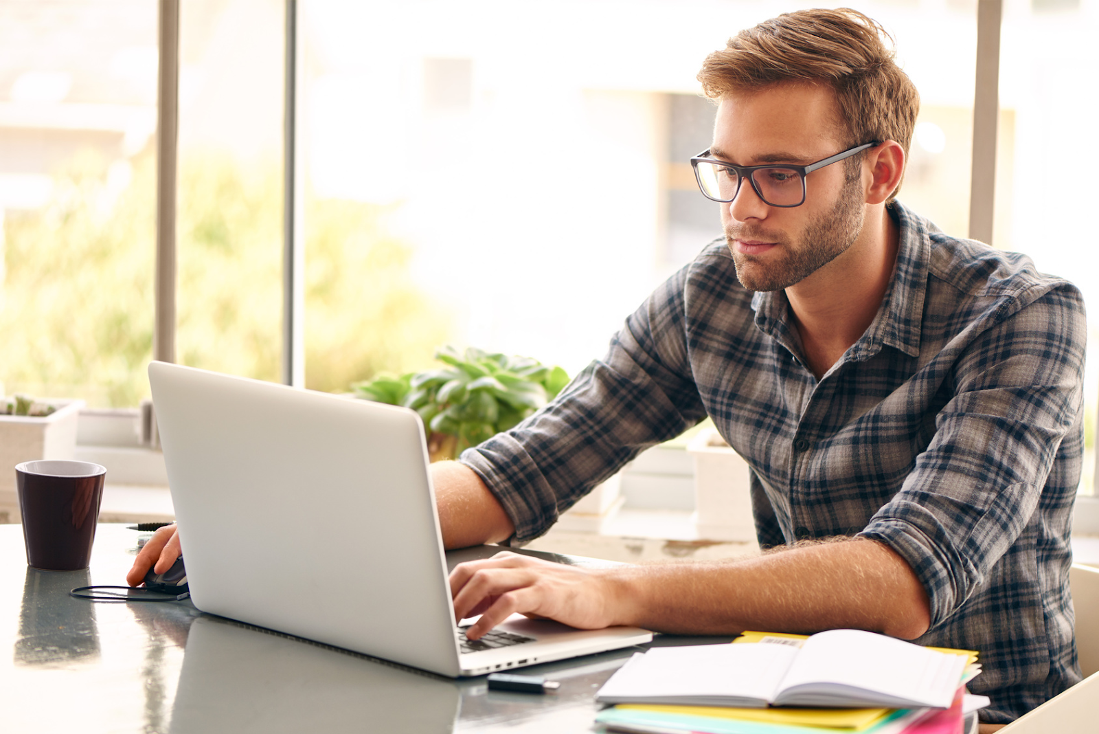 Man working on his laptop