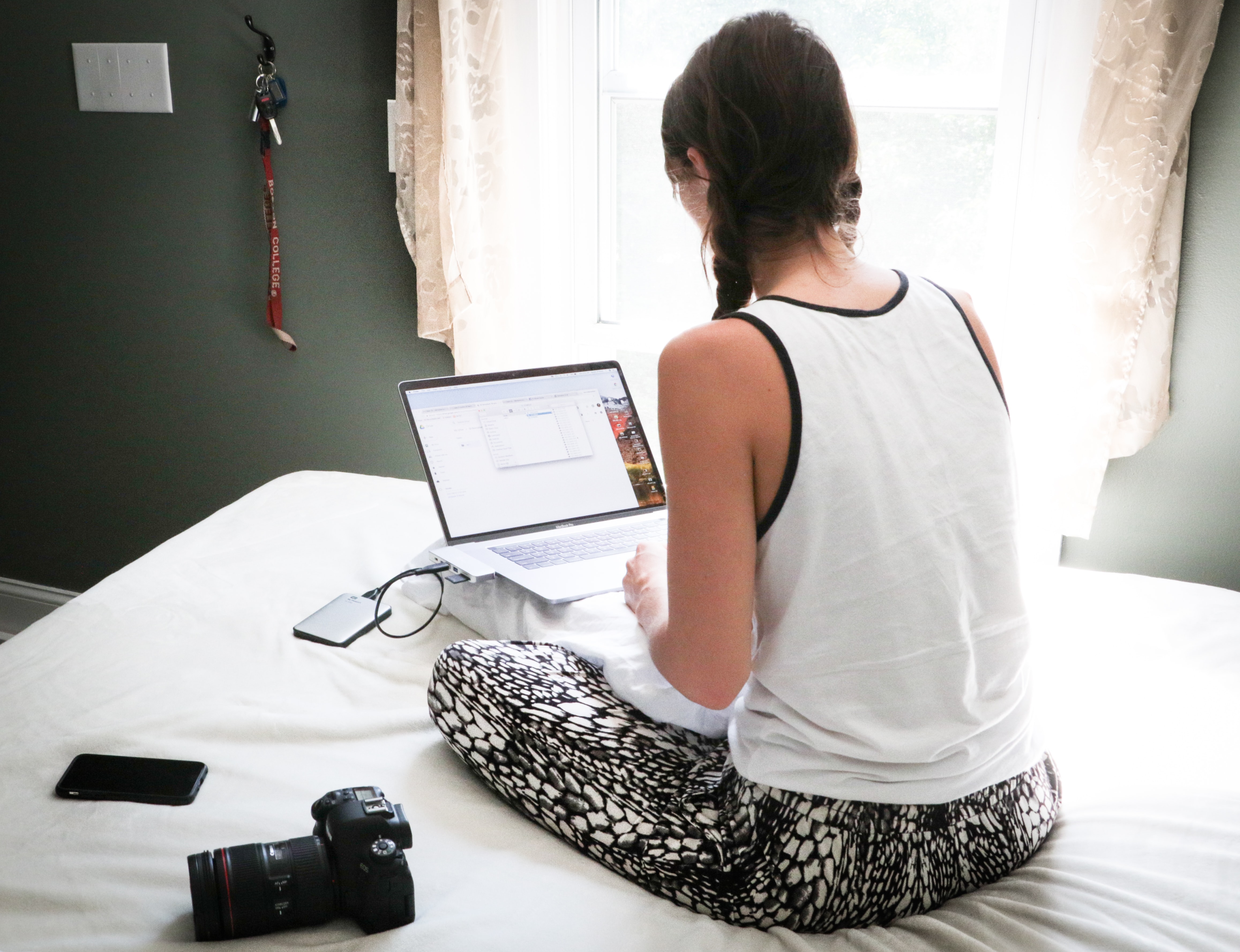 Student working from her laptop at home
