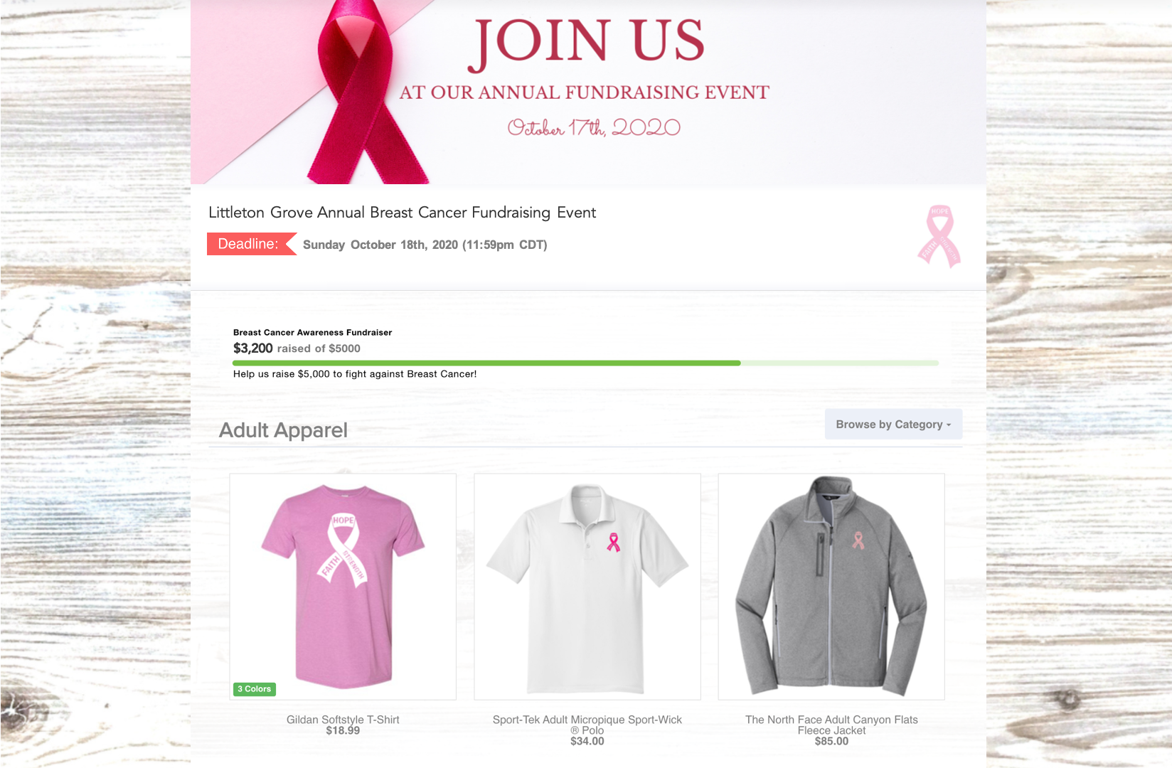 Online Store OMG Breast Cancer Fundraiser