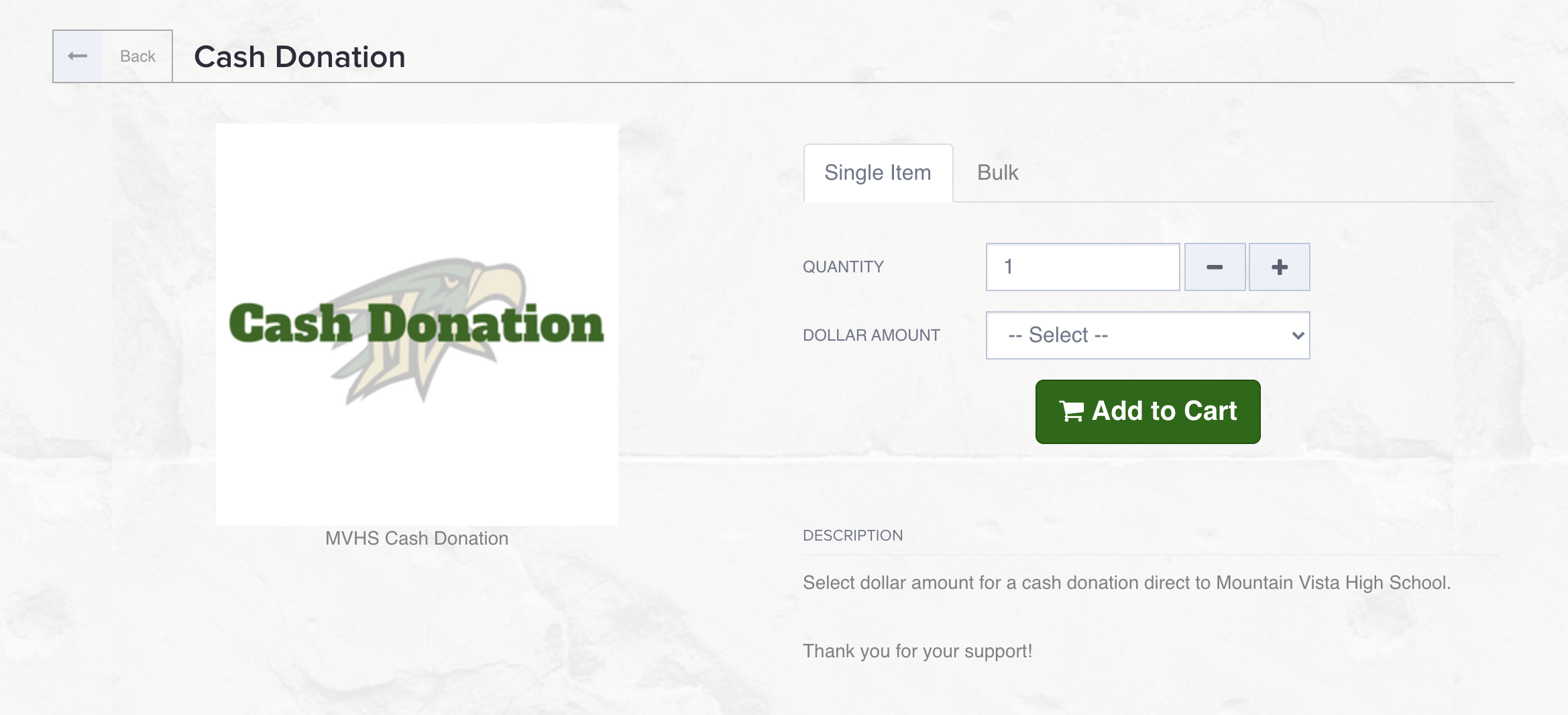 Cash Donation online store OMG