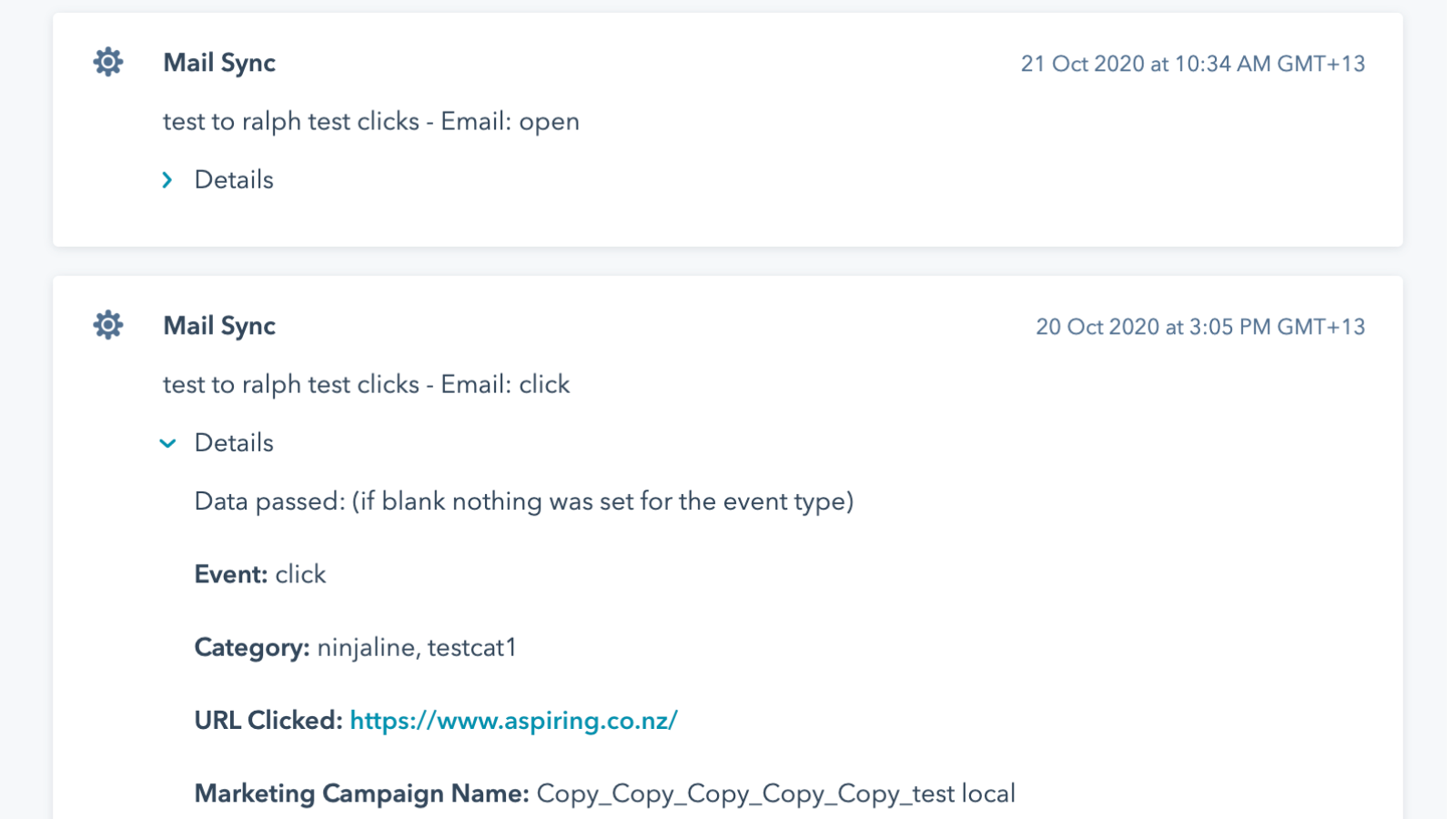SendGrid Transactional email events logged to your contact.