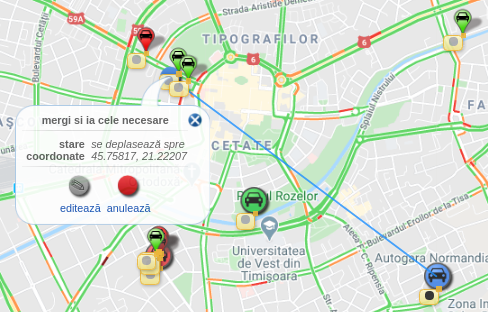 comunicare soferi dispecer destinatii multiple harta, safefleet